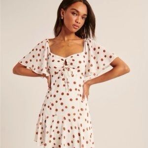 Abercrombie & Fitch White and Brown Polka Dot Mini Dress